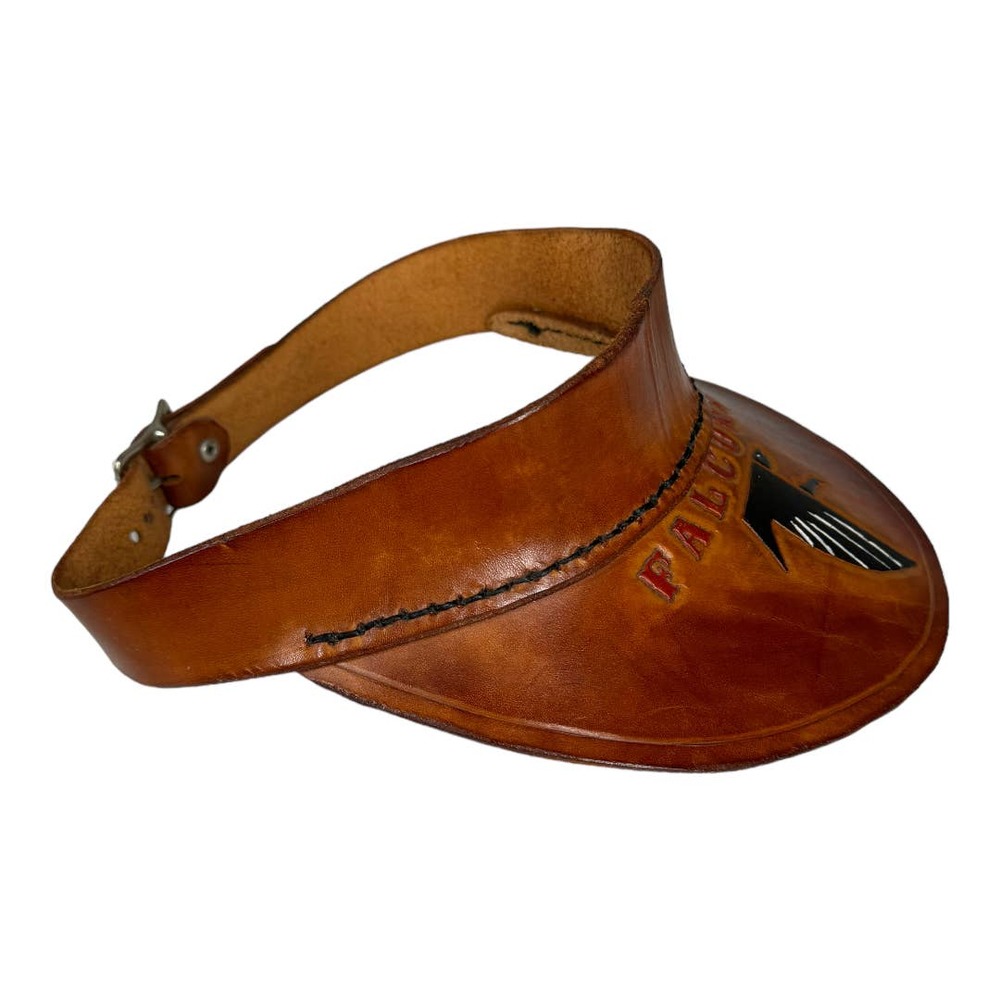 Vintage Tooled Stamped Leather Atlanta Falcons Visor Football NFL Handmade - Picture 6 of 7